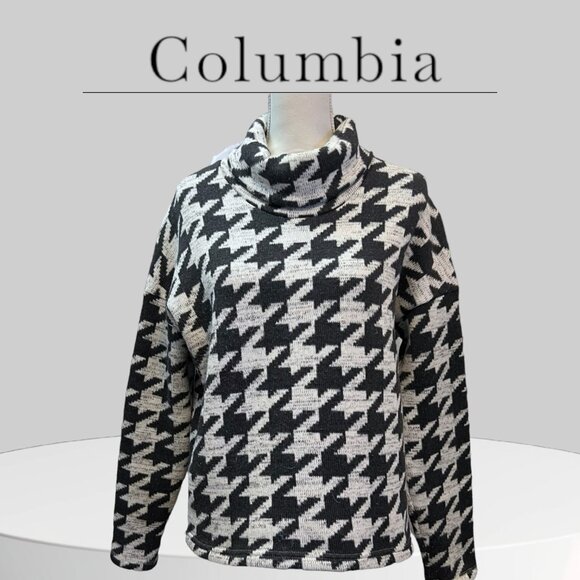 Columbia Chillin Cozy Houndstooth Turtleneck Sweater Size Large - Picture 2 of 10